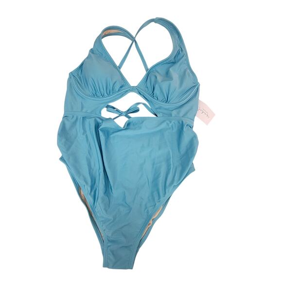 Isabel Maternity Blue Cutout One Piece Swimsuit - Large - Picture 1 of 7